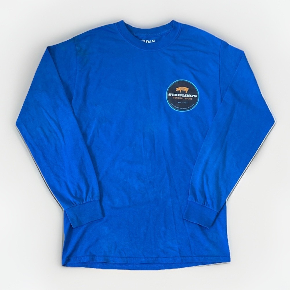Vintage Gilden Dry Blend Long sleeve Blue Blank Size S Striplings General Store - Picture 3 of 6